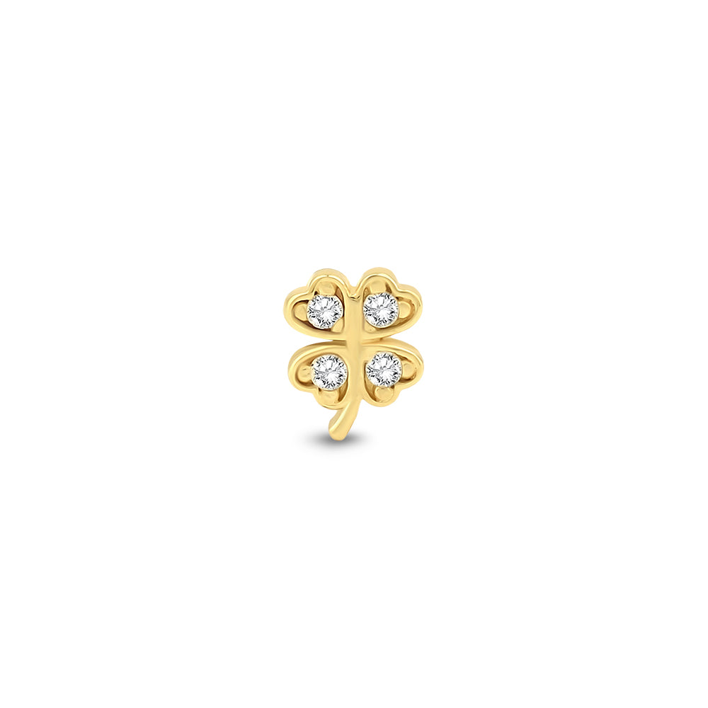 14 Ayar Altın Heart Clover Piercing
