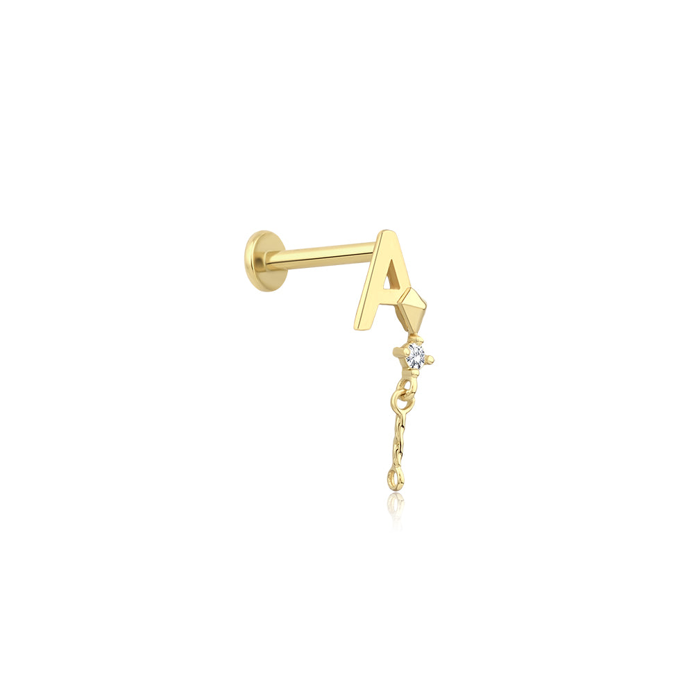 14K Gold Harf Tragus Piercing