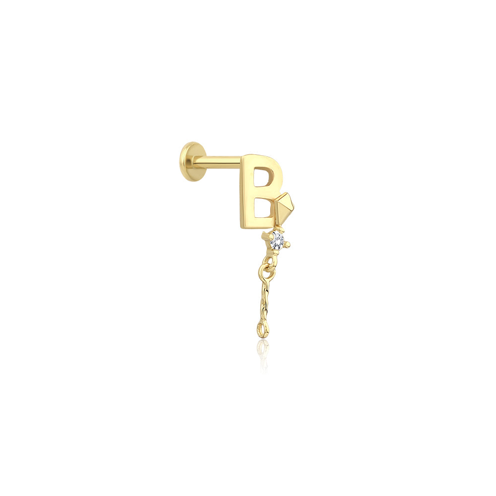 14K Gold Harf Tragus Piercing