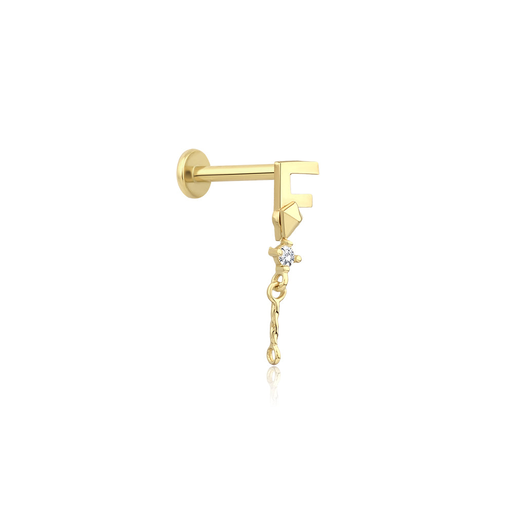 14K Gold Harf Tragus Piercing