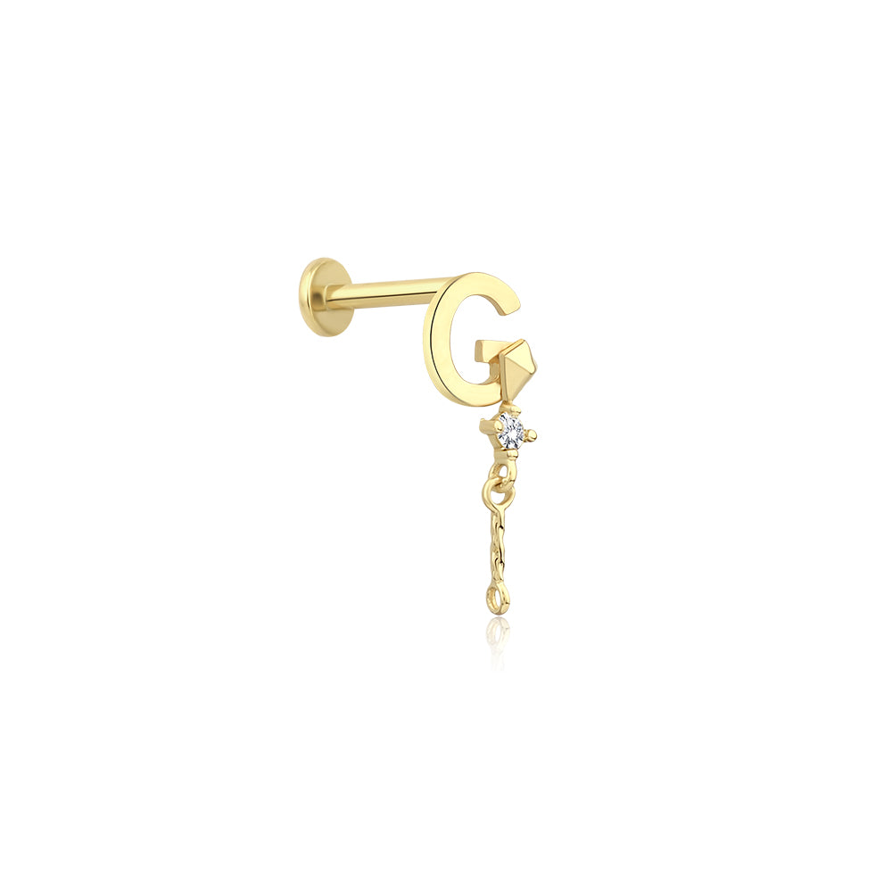14K Gold Harf Tragus Piercing