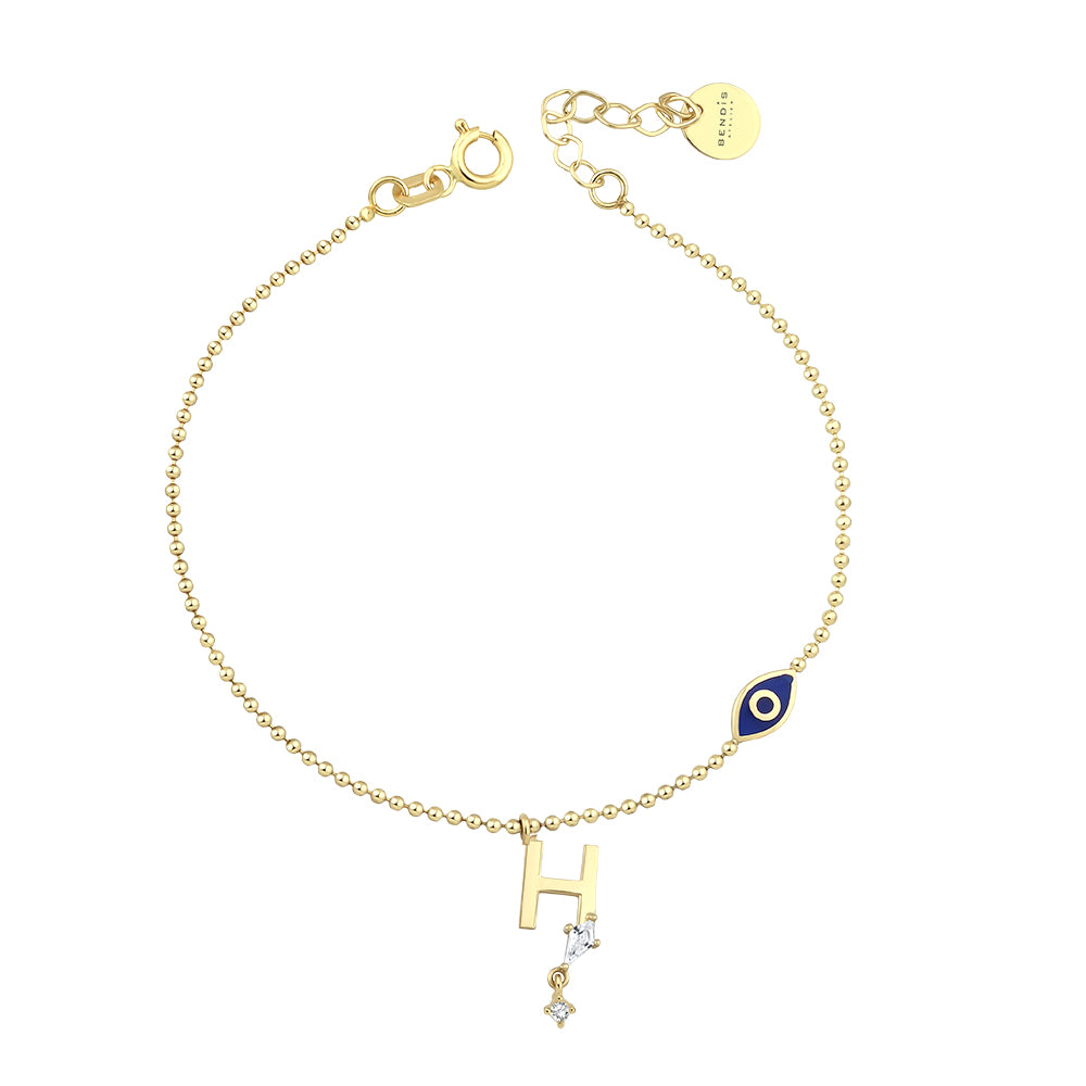 14K Gold Deniz Harf Bileklik