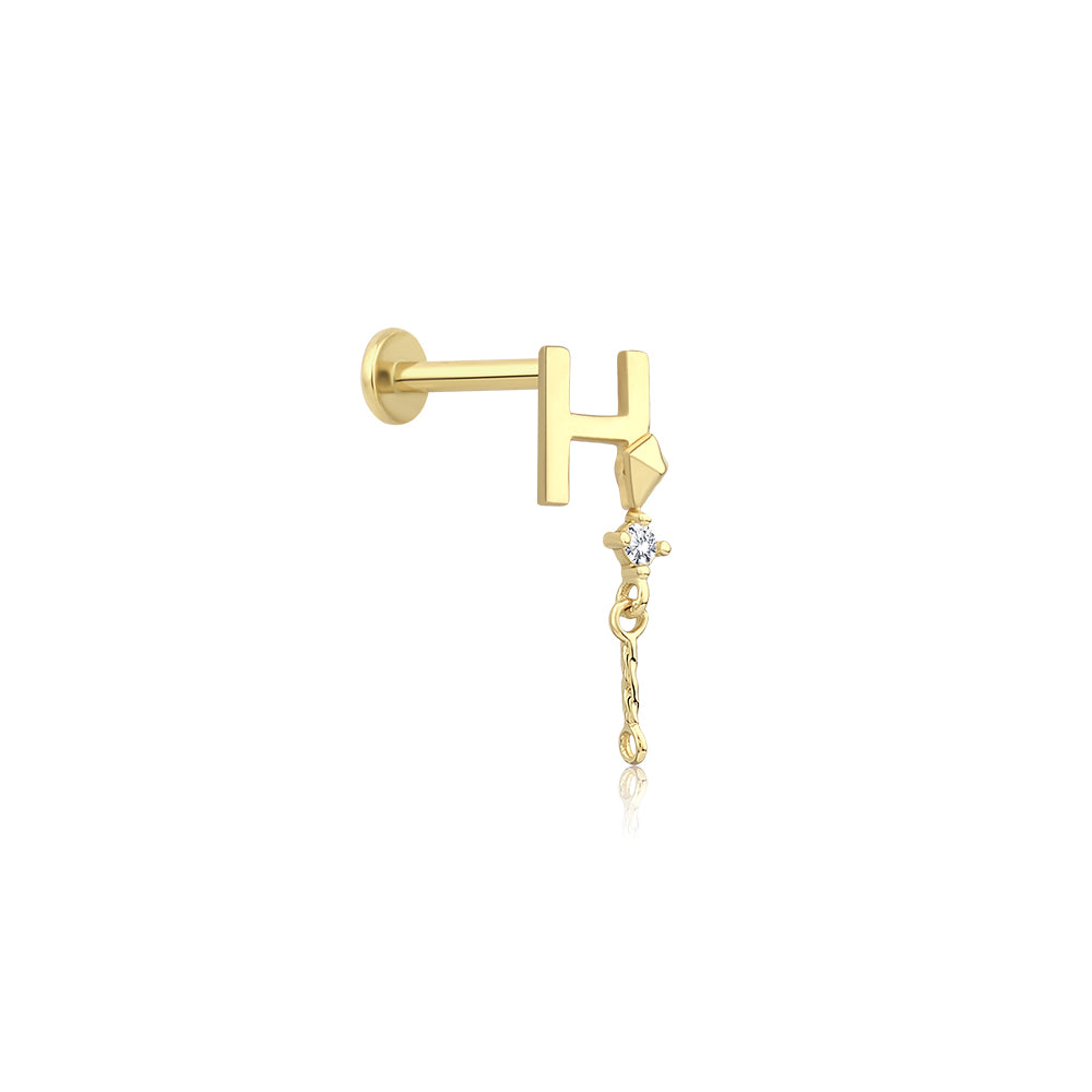 14K Gold Harf Tragus Piercing