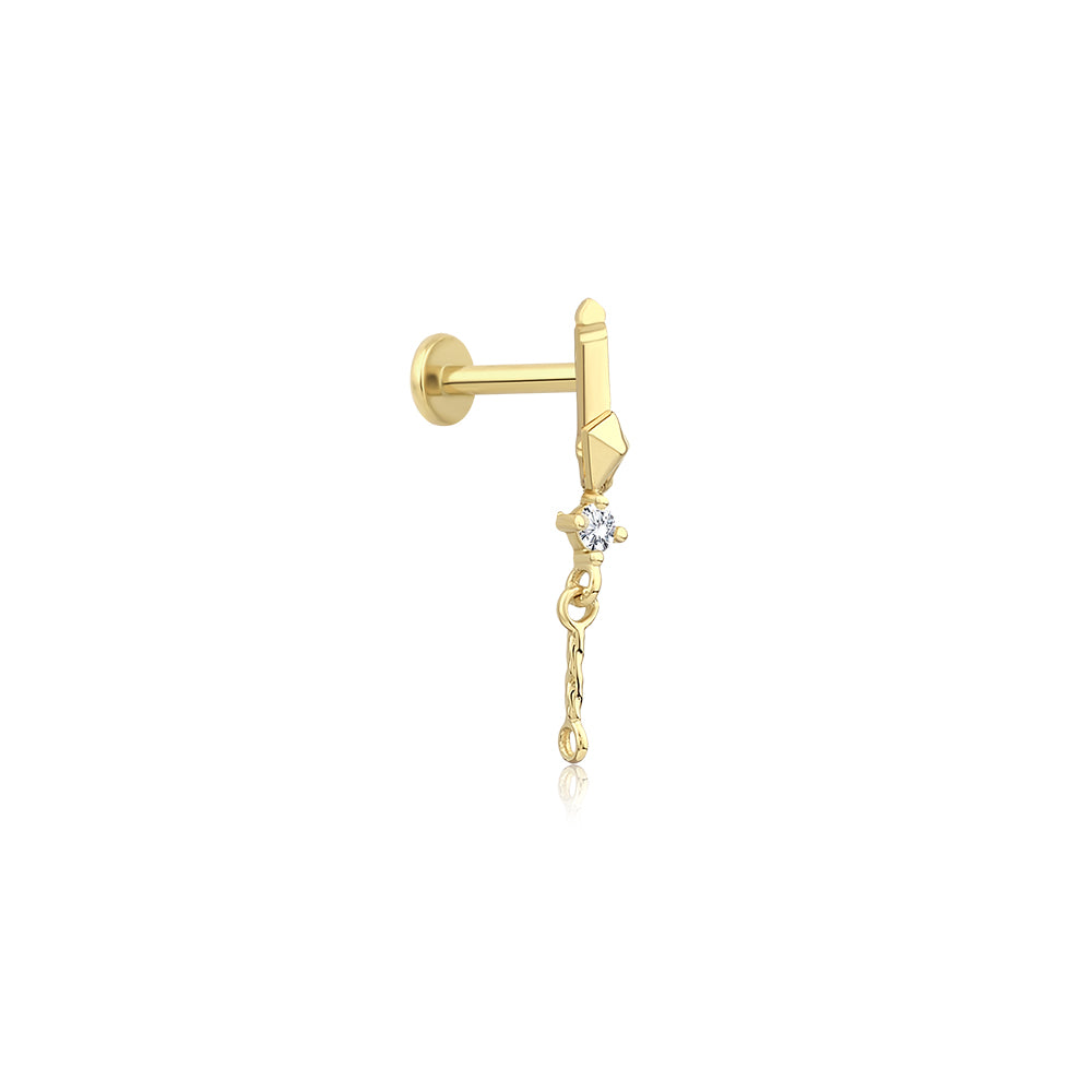 14K Gold Harf Tragus Piercing