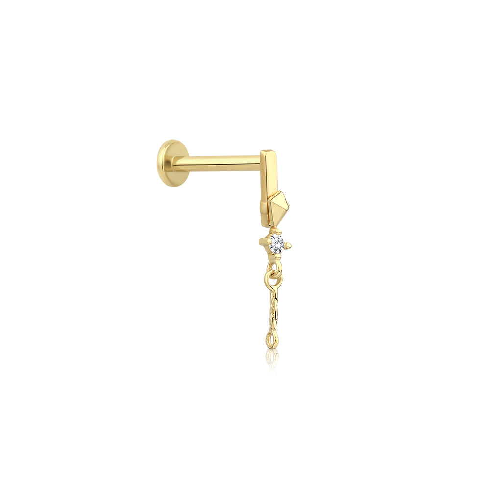 14K Gold Harf Tragus Piercing