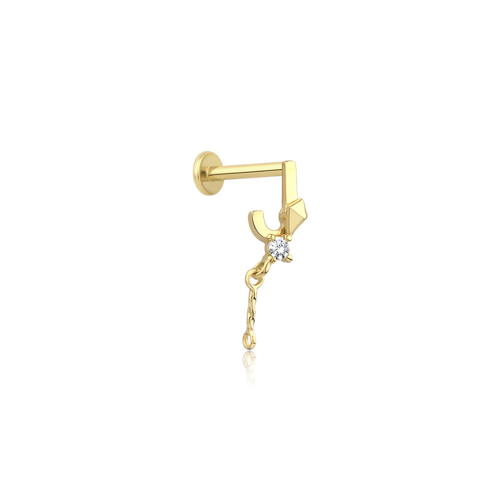 14K Gold Harf Tragus Piercing