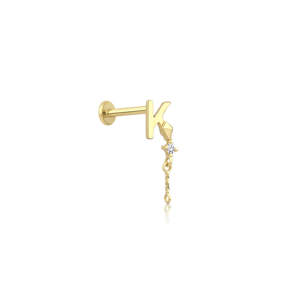 14K Gold Harf Tragus Piercing