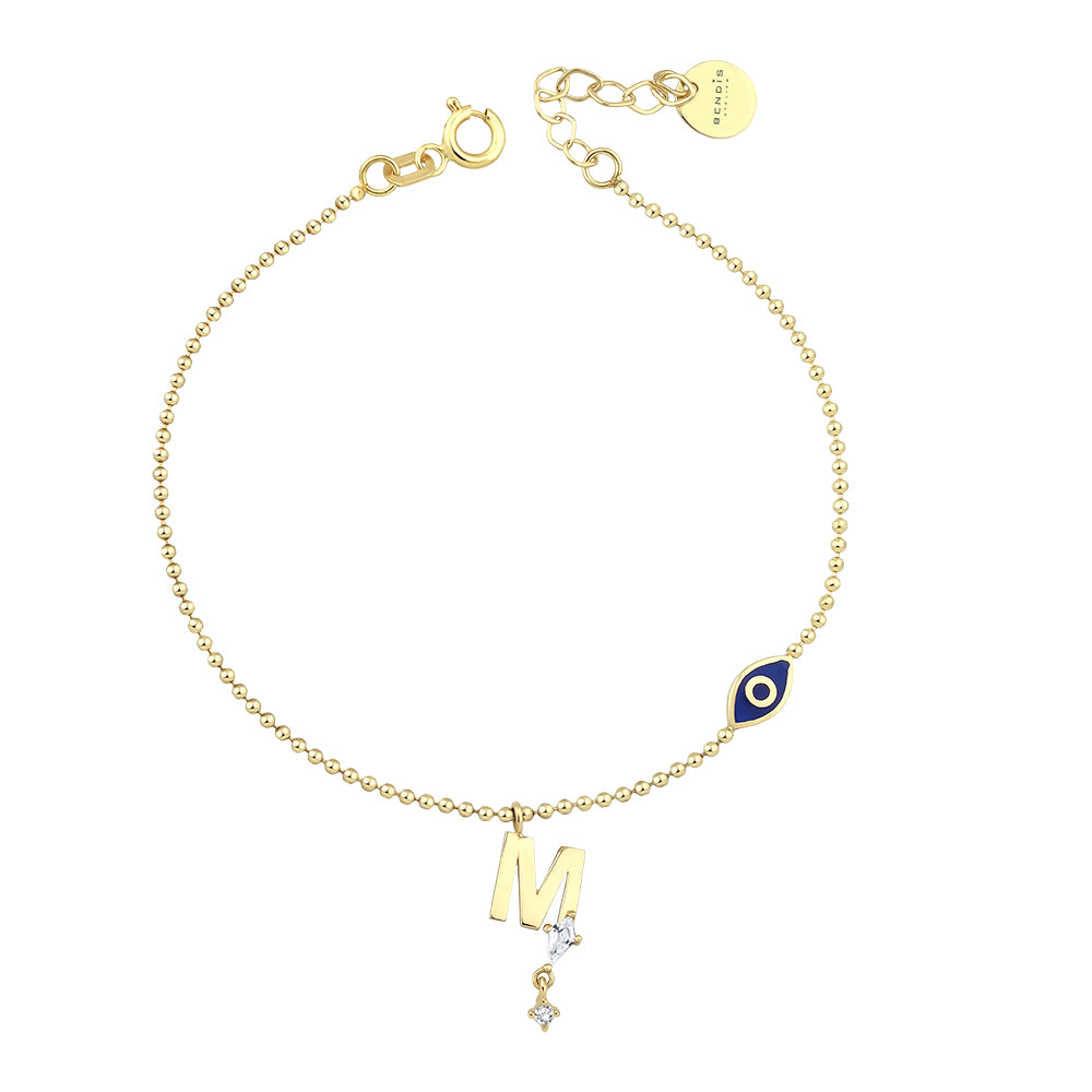 14K Gold Deniz Harf Bileklik