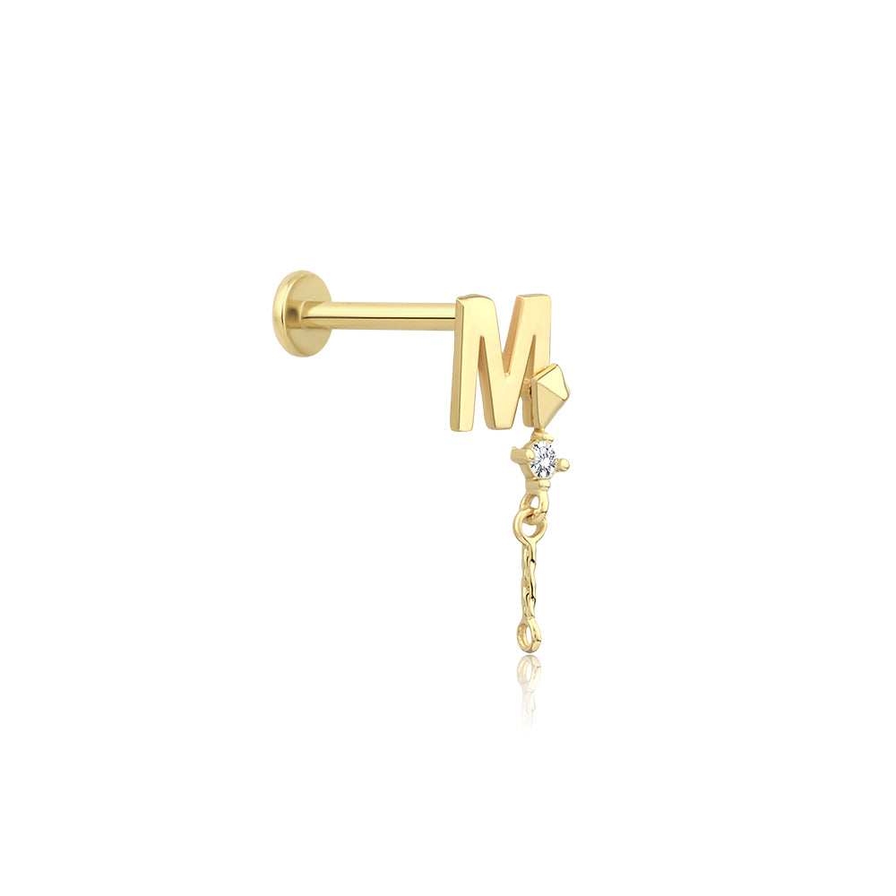 14K Gold Harf Tragus Piercing