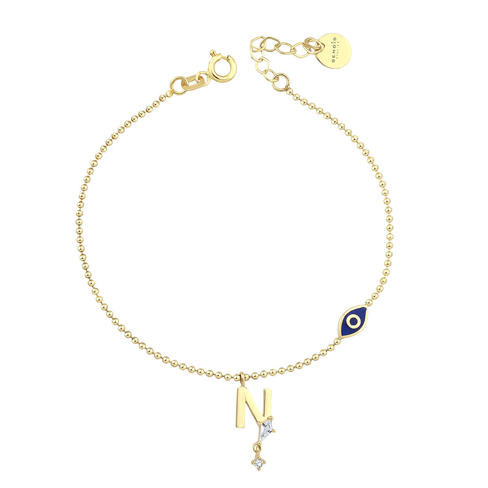 14K Gold Deniz Harf Bileklik