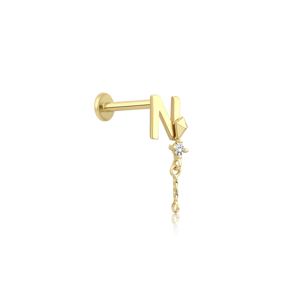 14K Gold Harf Tragus Piercing
