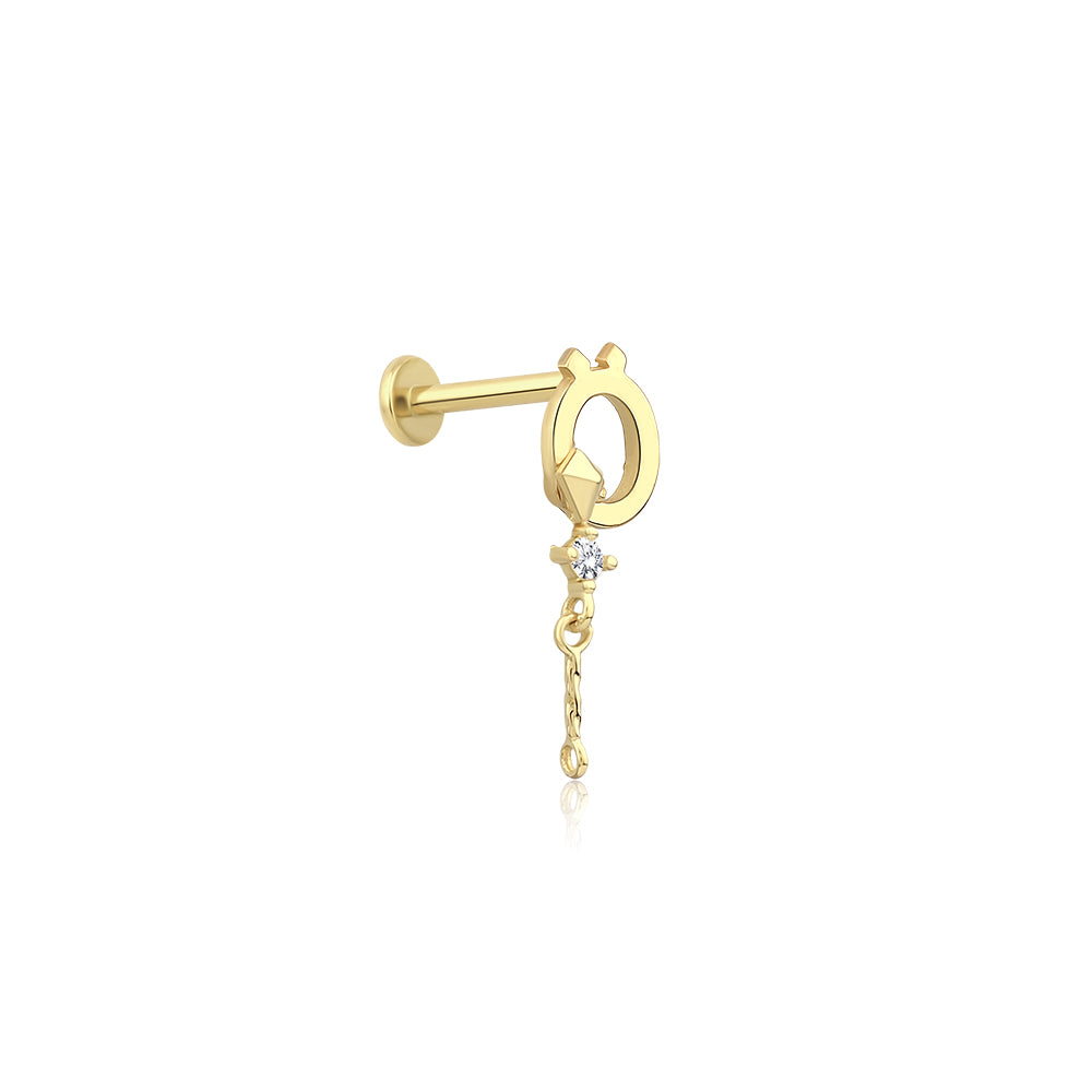 14K Gold Harf Tragus Piercing