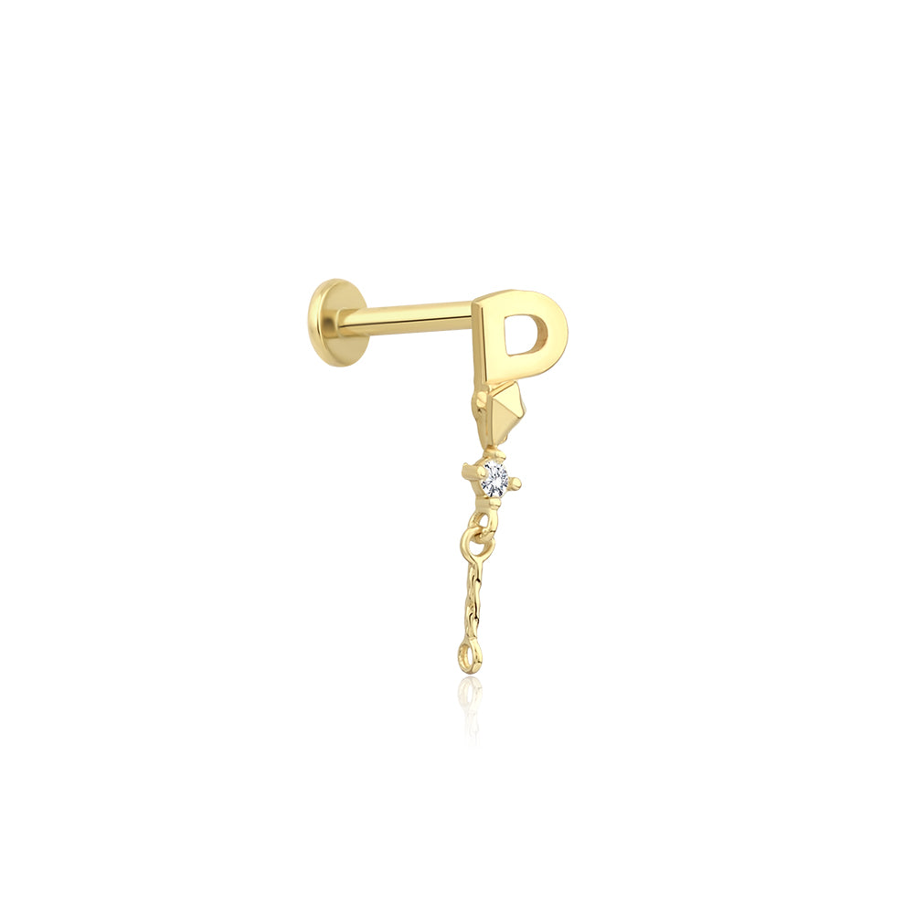 14K Gold Harf Tragus Piercing