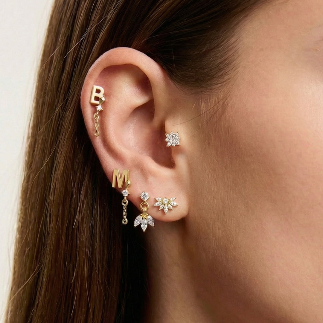 14K Gold Harf Tragus Piercing