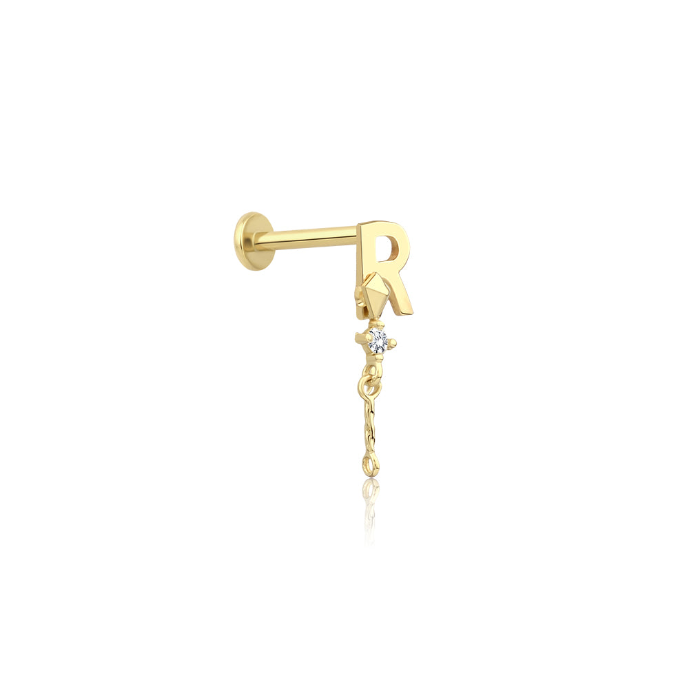 14K Gold Harf Tragus Piercing