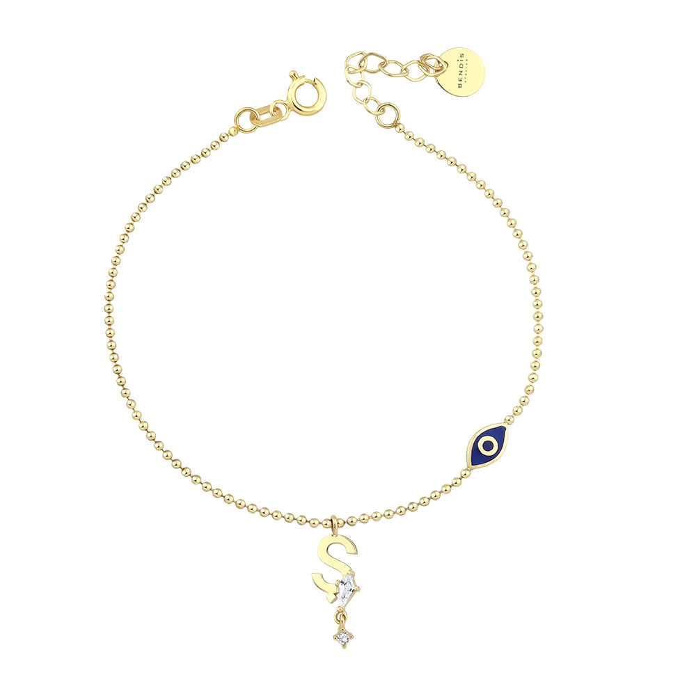 14K Gold Deniz Harf Bileklik