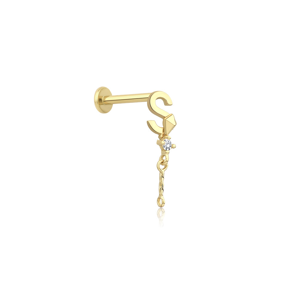 14K Gold Harf Tragus Piercing