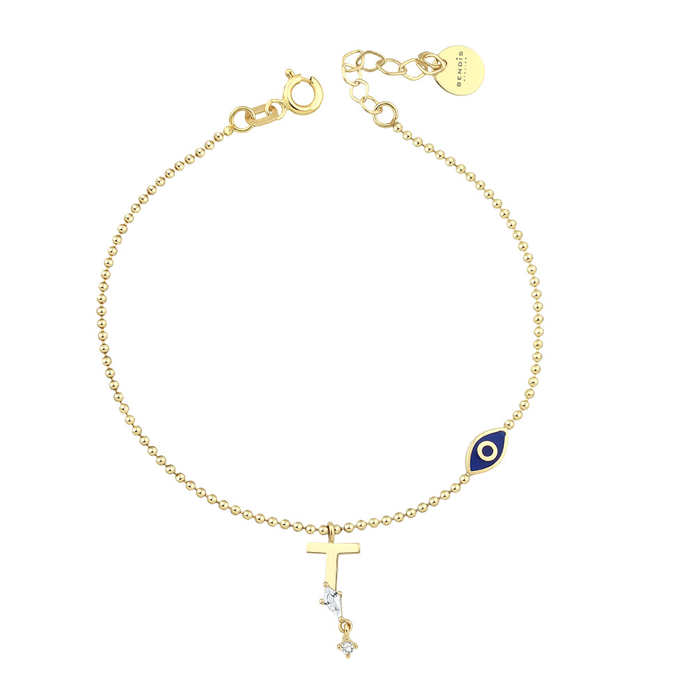 14K Gold Deniz Harf Bileklik