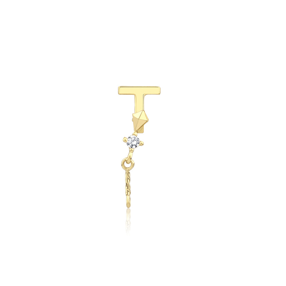 14K Gold Harf Tragus Piercing