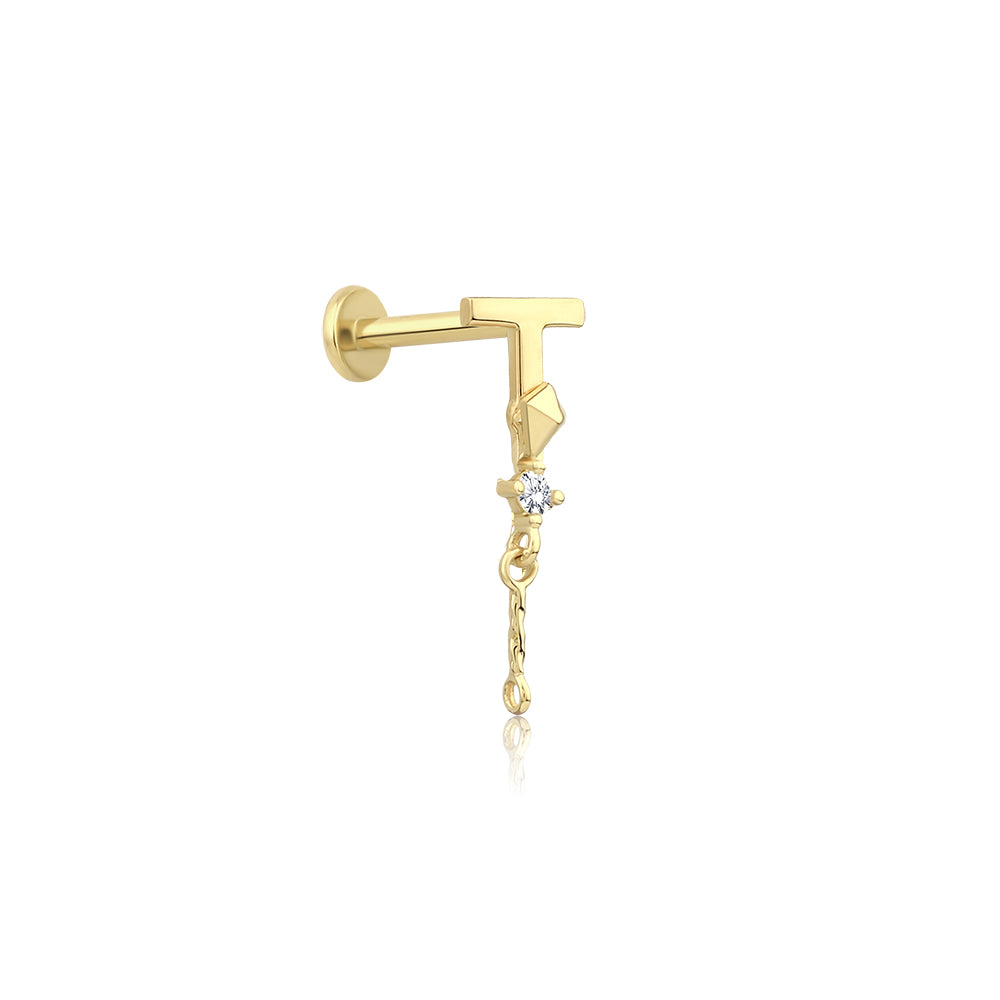 14K Gold Harf Tragus Piercing