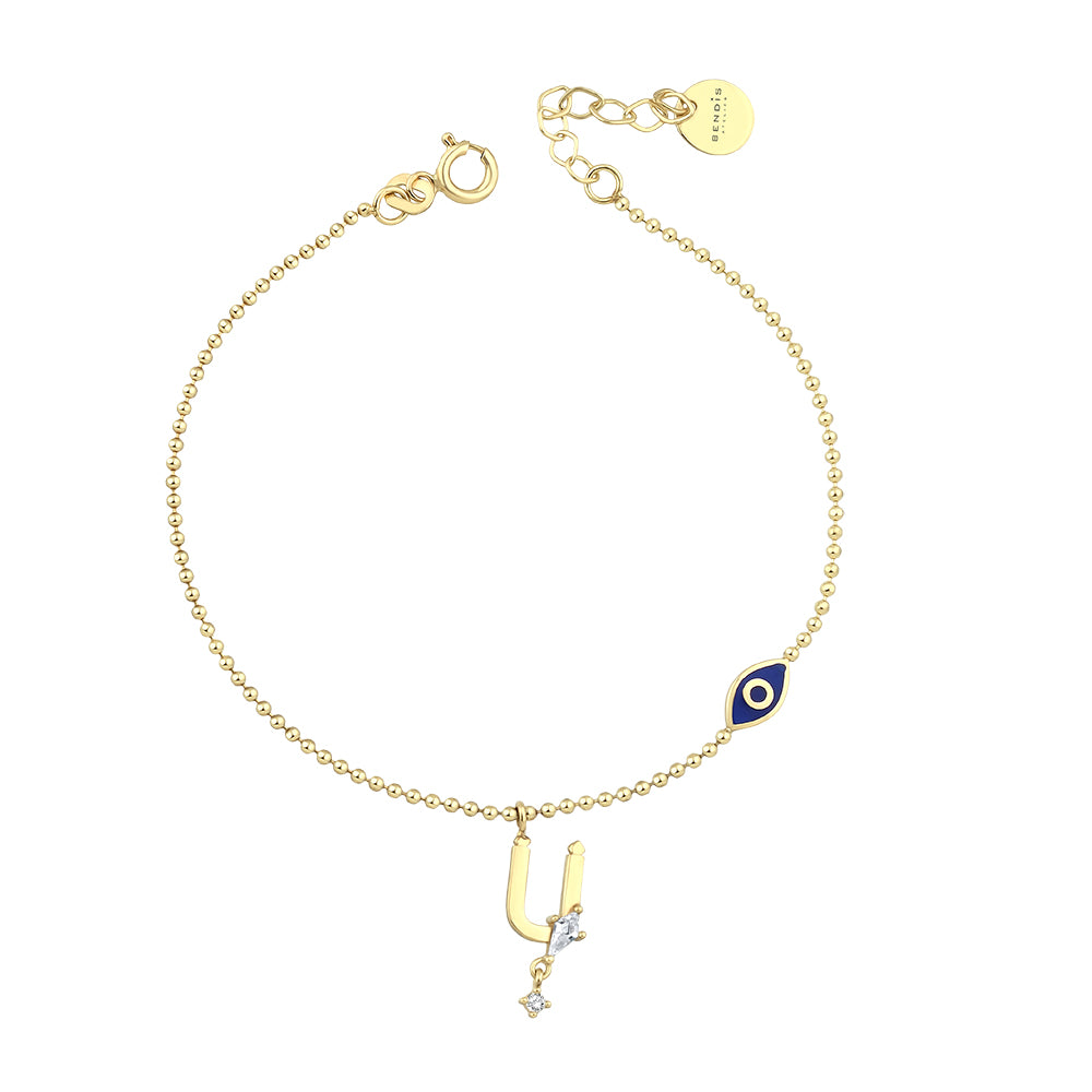 14K Gold Deniz Harf Bileklik