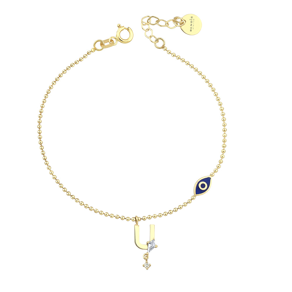 14K Gold Deniz Harf Bileklik