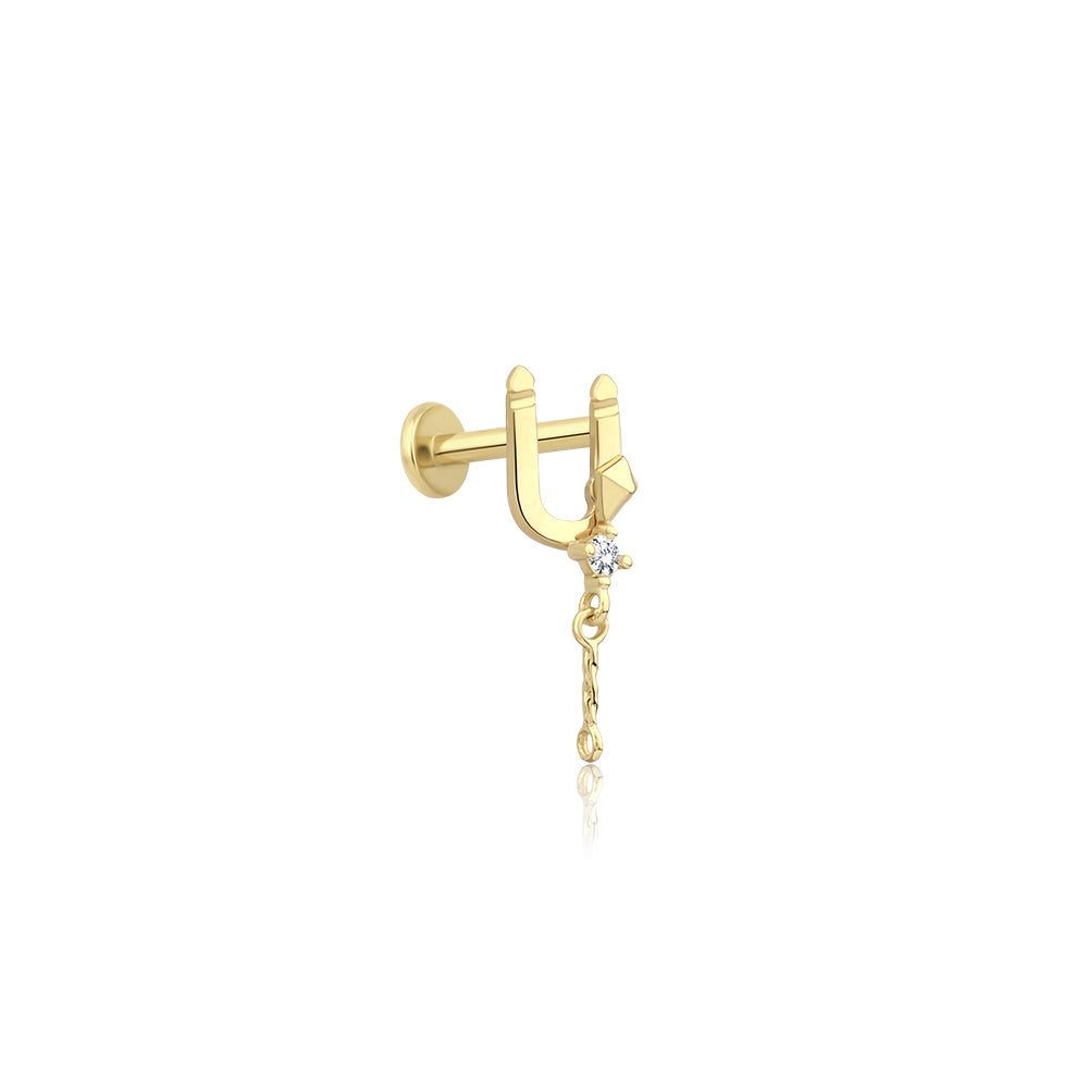 14K Gold Harf Tragus Piercing