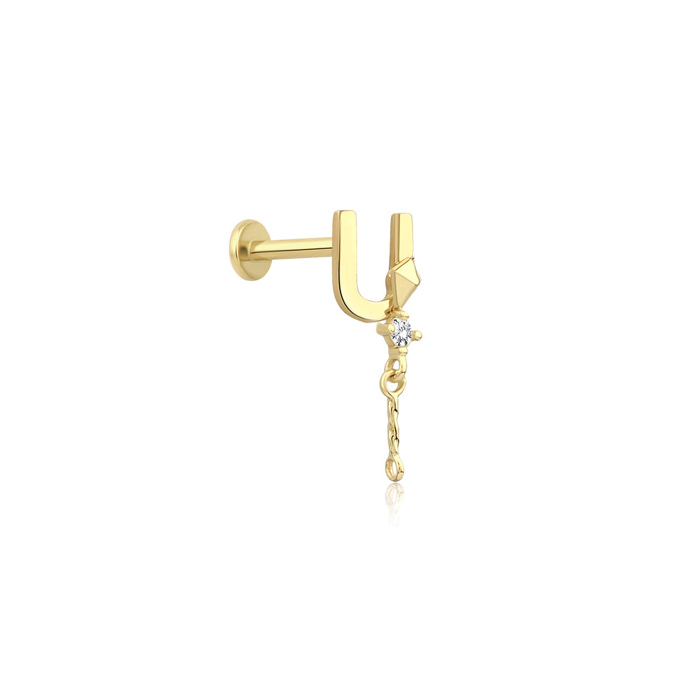 14K Gold Harf Tragus Piercing