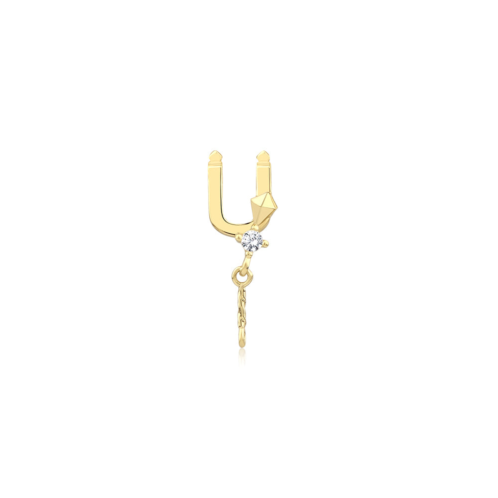 14K Gold Harf Tragus Piercing