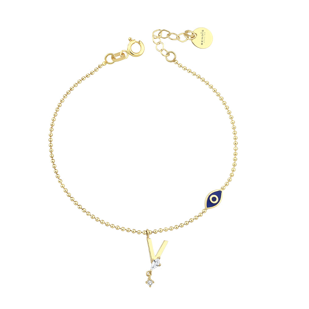 14K Gold Deniz Harf Bileklik