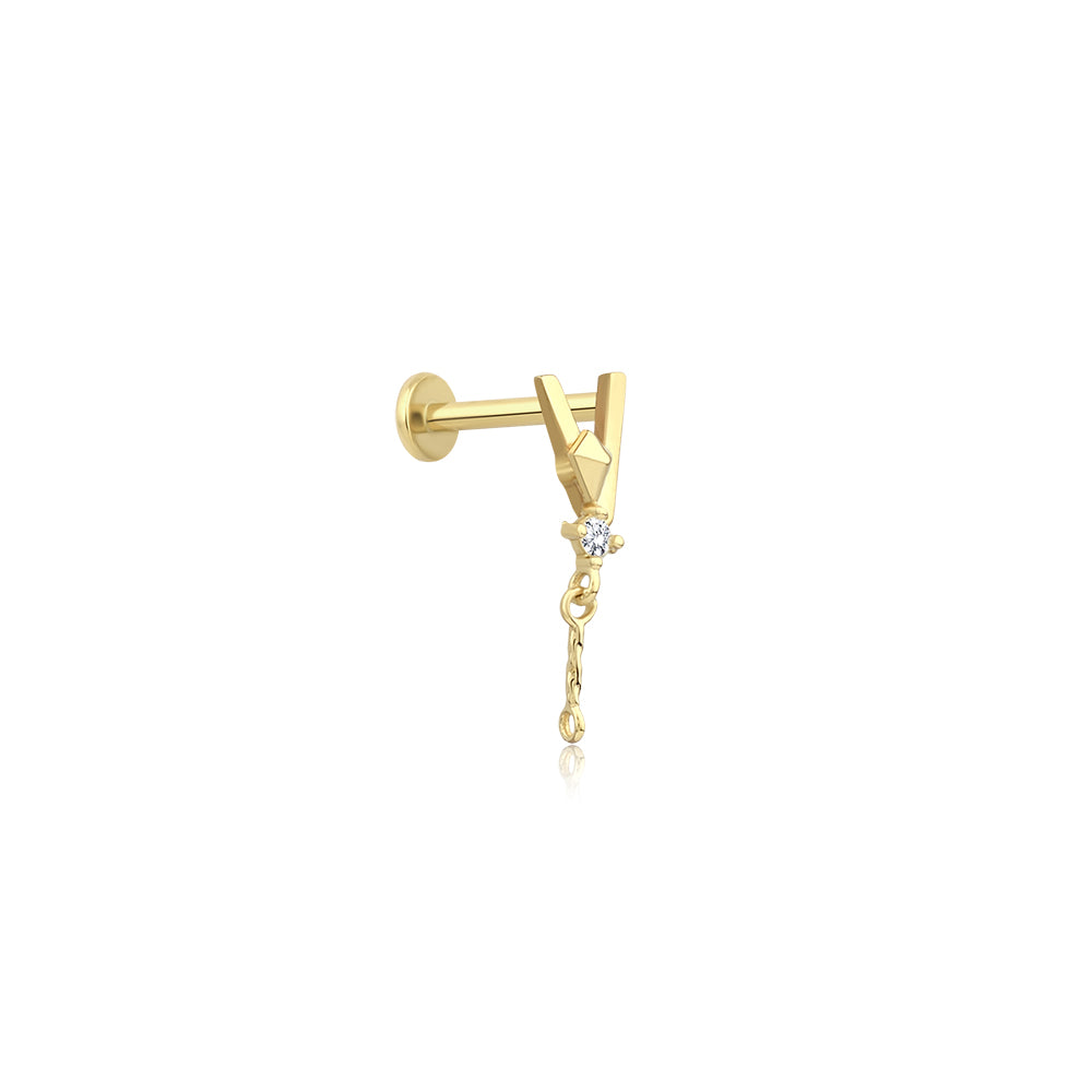 14K Gold Harf Tragus Piercing