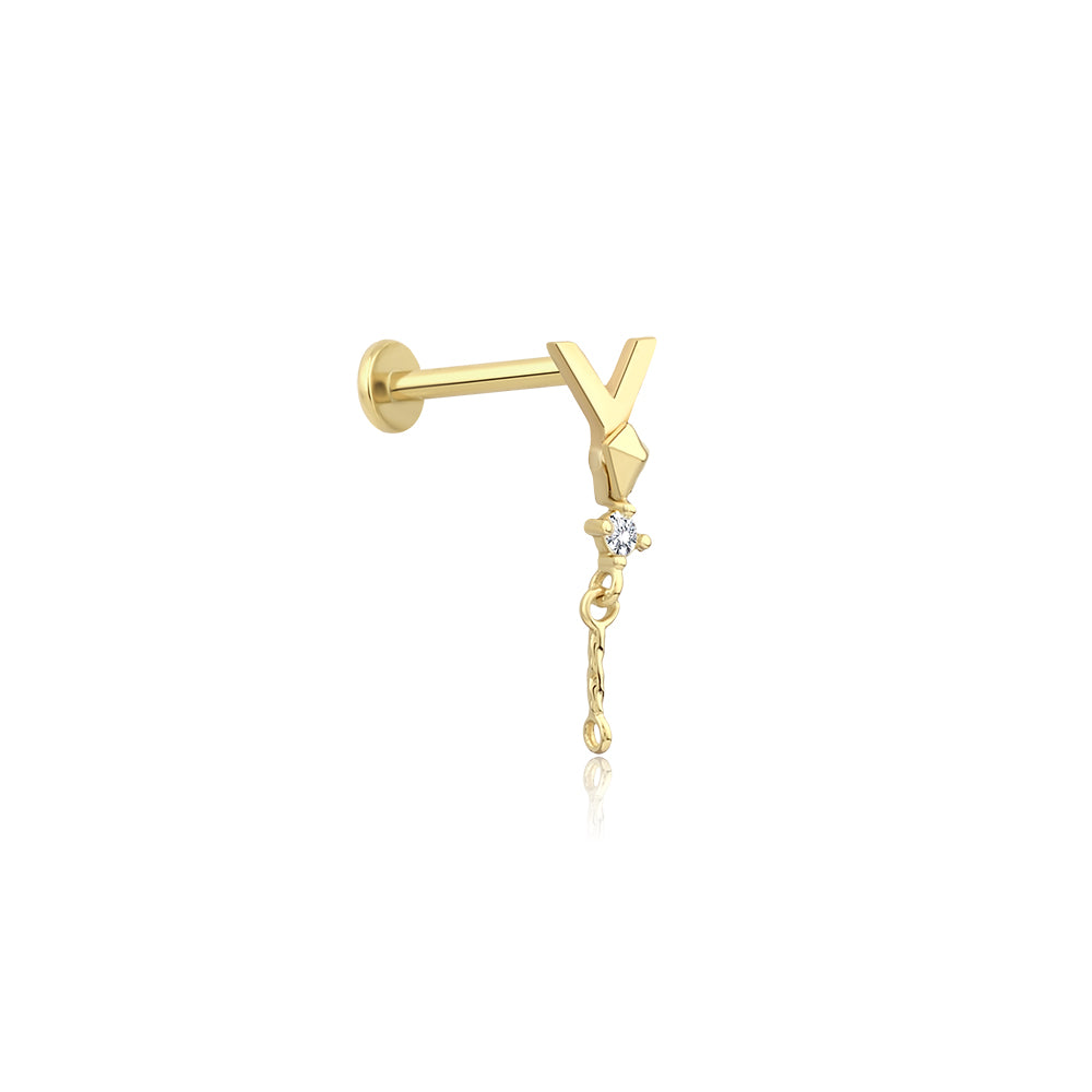 14K Gold Harf Tragus Piercing
