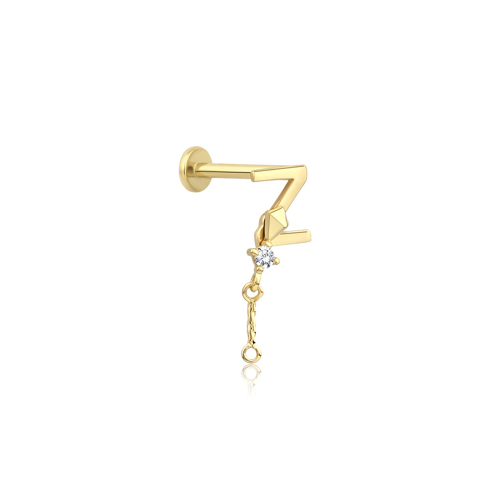 14K Gold Harf Tragus Piercing